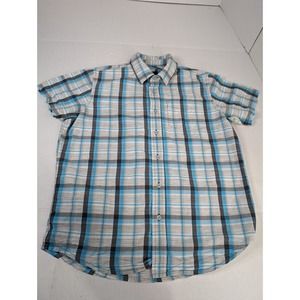 Prana Shirt Mens Small Blue Plaid‎ Short Sleeve Button Up Lightweight Breathable